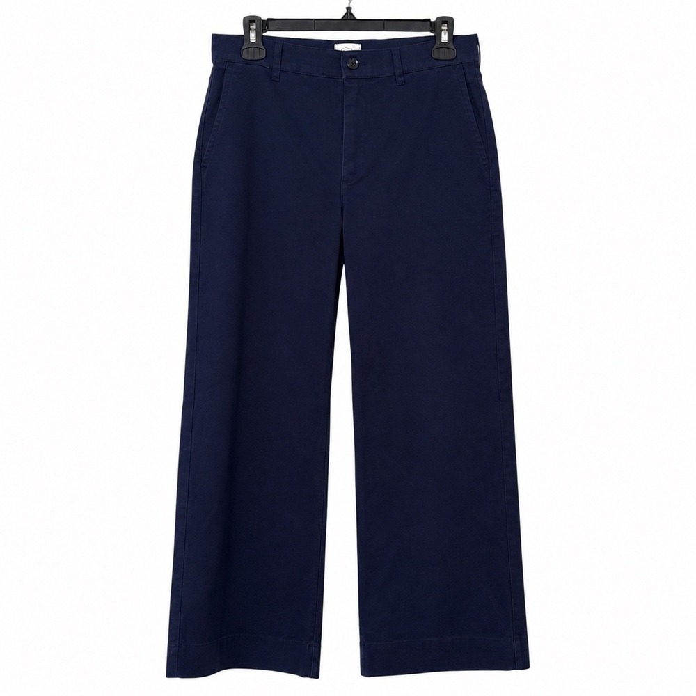 J Crew Womens 26P Wide Leg Pants Navy Blue High Rise Cropped Minimalist Office